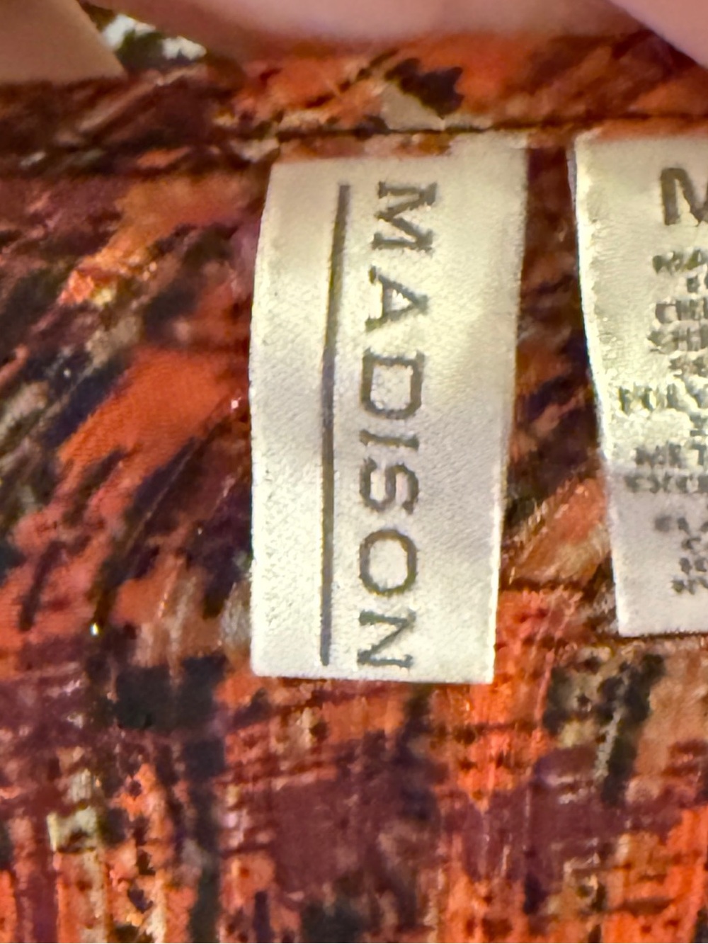 Madison Multicolor Orange & Burgundy Printed Blouson Top - Picture 6 of 6